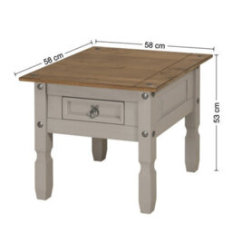 Mercers Furniture Corona Grey Wax 1 Drawer Lamp Table Small Coffee Side End Unit Solid Wood Pine Wooden With Mexican Styling - thumbnail 7