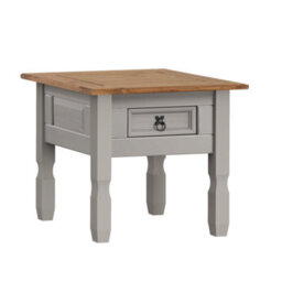 Mercers Furniture Corona Grey Wax 1 Drawer Lamp Table Small Coffee Side End Unit Solid Wood Pine Wooden With Mexican Styling - thumbnail 3
