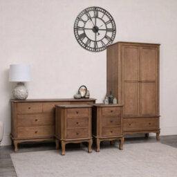 Melody Maison Dark Wood Wardrobe, 7 Drawer Dark Wood Chest Of Drawers & Pair Of 3 Drawer Bedside Tables - Ashwell Range - thumbnail 1