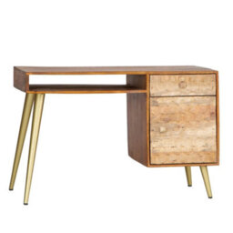 Lexus Desk With 2 Drawer And Open Shelf Made From Wood And Metal - thumbnail 2