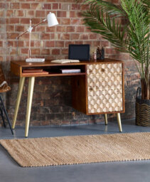 Lexus Desk With 2 Drawer And Open Shelf Made From Wood And Metal