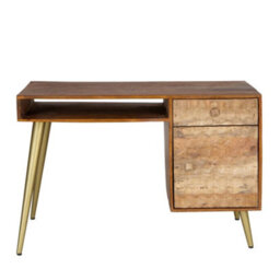 Lexus Desk With 2 Drawer And Open Shelf Made From Wood And Metal - thumbnail 9