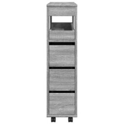 Berkfield Narrow Bathroom Cabinet With Wheels Grey Sonoma Engineered Wood - thumbnail 5