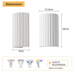 Harper Living Modern Wall Light, 2Xgu10 Cap Type Up And Down Wall Light, White Ceramic Paintable Shade With Wave Pattern - thumbnail 5