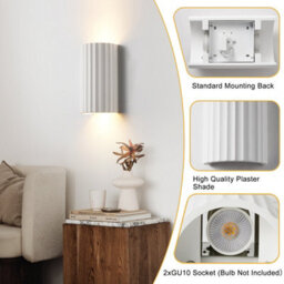 Harper Living Modern Wall Light, 2Xgu10 Cap Type Up And Down Wall Light, White Ceramic Paintable Shade With Wave Pattern - thumbnail 4