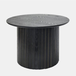 Coffee Table Ribbed Mdf Round Living Room Home Decor Black - thumbnail 2