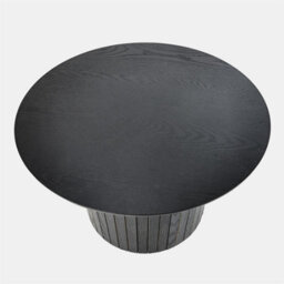 Coffee Table Ribbed Mdf Round Living Room Home Decor Black - thumbnail 3