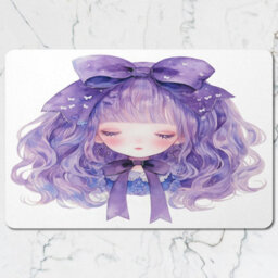 Benjamin Tate Design Placemat And Coaster Set Purple Bow Designer Artwork Limited Edition Wood Bottom - thumbnail 2