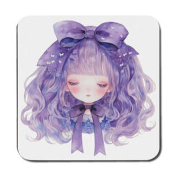 Benjamin Tate Design Placemat And Coaster Set Purple Bow Designer Artwork Limited Edition Wood Bottom - thumbnail 3