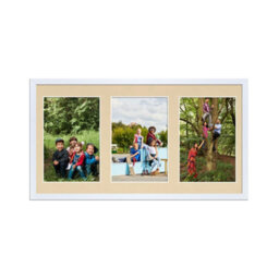 AK Frames 40X20Cm White Sleek Multi Photo Frame With Ivory Mount - Holds 3 Apertures (3X) 6X4 Photos - thumbnail 1