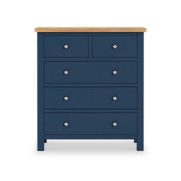 Farro Navy Xl 2 Over 3 Chest Of Drawers Fully Assembled - Painted With Oak Top By Roseland Furniture - thumbnail 4