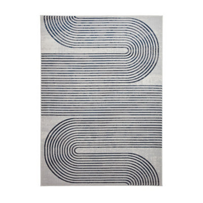 Grey Navy Abstract Rug, Striped Rug With 8mm Thickness, Modern Grey Navy Rug For Bedroom, & Dining Room-120Cm X 170Cm