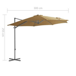Walplus Cantilever Garden Parasol With Steel Pole Taupe 300 Cm - thumbnail 9