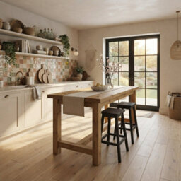 L90Xw80Cm - Hazel Island Solid Wood Kitchen Island With Shelf / Breakfast Bar - thumbnail 5