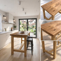 L90Xw80Cm - Hazel Island Solid Wood Kitchen Island With Shelf / Breakfast Bar - thumbnail 6