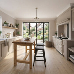 L90Xw80Cm - Hazel Island Solid Wood Kitchen Island With Shelf / Breakfast Bar - thumbnail 3