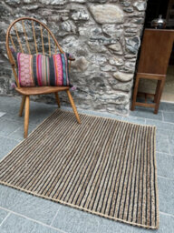 Second Nature Online Chakkar Dark Stripe Square Jute Beige Black Rug / 180 Cm X 180 Cm - thumbnail 8