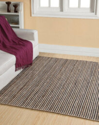 Second Nature Online Chakkar Dark Stripe Square Jute Beige Black Rug / 180 Cm X 180 Cm - thumbnail 1