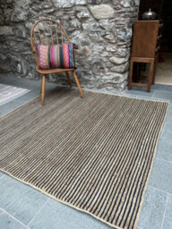 Second Nature Online Chakkar Dark Stripe Square Jute Beige Black Rug / 180 Cm X 180 Cm - thumbnail 6