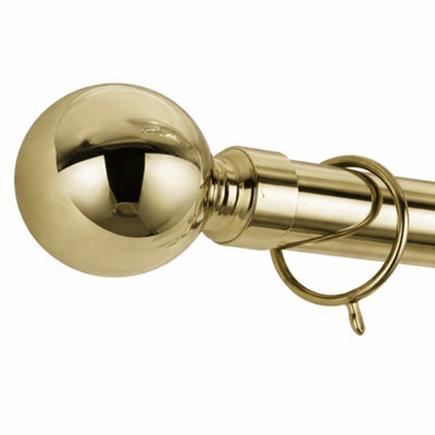 Shopnbits Antique Brass Extendable Curtain Pole 120 To 210Cm 28mm Metal Curtain Rod With Ball Finials Rings Brackets Fittings - image 1