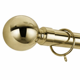 Shopnbits Antique Brass Extendable Curtain Pole 120 To 210Cm 28mm Metal Curtain Rod With Ball Finials Rings Brackets Fittings - thumbnail 1