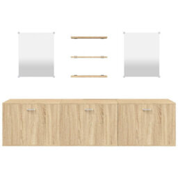 Berkfield 6 Piece Bathroom Furniture Set Oak Engineered Wood - thumbnail 4