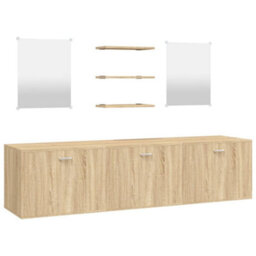 Berkfield 6 Piece Bathroom Furniture Set Oak Engineered Wood - thumbnail 2