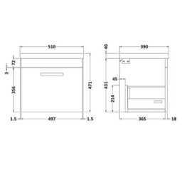 Dezine Serene 600mm Gloss White Wall Hung 1 Drawer Vanity Unit - thumbnail 4