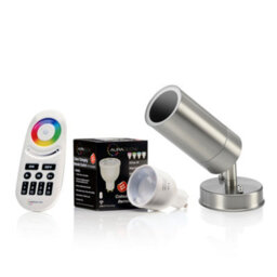 Auraglow Stainless Steel Multi Directional Wall Lamp - Gu10 - Colour Changing - Radio Frequency Remote - thumbnail 1