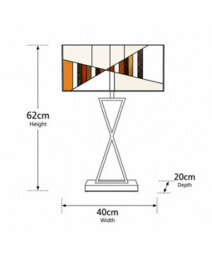Lighting Supermarket Art Deco Tiffany Style Rectangular Glass Table Lamp - Amber - Antique Brass - thumbnail 6
