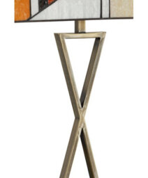 Lighting Supermarket Art Deco Tiffany Style Rectangular Glass Table Lamp - Amber - Antique Brass - thumbnail 4