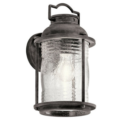 Stylish Outdoor Ip44 Wall Light With Weathered Zinc Finish And Led Bulb Compatibility
