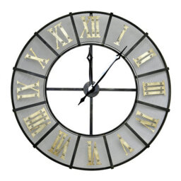Charles Bentley Wrought Iron Outdoor Garden Metal Clock - Black & Antique Brass - thumbnail 3