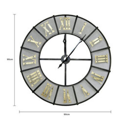 Charles Bentley Wrought Iron Outdoor Garden Metal Clock - Black & Antique Brass - thumbnail 5