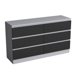 Urbn-Living Urbnliving 120Cm Width Grey Wooden Chest Of Black 6 Drawers Bedroom Furniture Storage Bedside Table Modern Cabinet - thumbnail 5