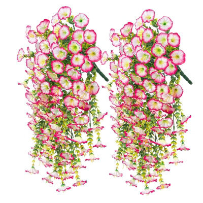 2 Pack 75Cm Outdoor Artificial Flowers, Hanging Plants, Faux Hanging Baskets - image 1