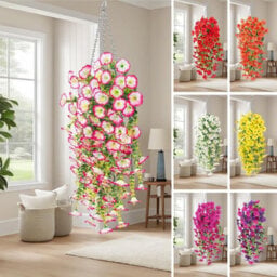 2 Pack 75Cm Outdoor Artificial Flowers, Hanging Plants, Faux Hanging Baskets - thumbnail 3