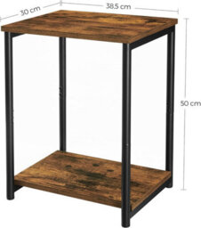 Songmics Vasagle Set Of 2 Side Tables, 2-Tier Sofa Side Tables, Bedside Tables With Steel Frames, Industrial, Rustic Brown And Black - thumbnail 2