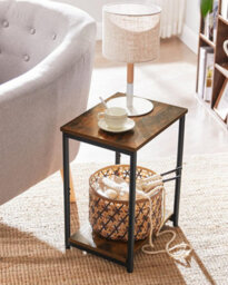 Songmics Vasagle Set Of 2 Side Tables, 2-Tier Sofa Side Tables, Bedside Tables With Steel Frames, Industrial, Rustic Brown And Black