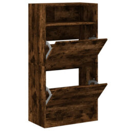Berkfield Shoe Cabinet Smoked Oak 60X34X116 Engineered Wood - thumbnail 2