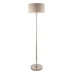 Luminosa Lighting Luminosa Highclere Floor Lamp With Shade Brushed Chrome Plate, Natural Linen, 1X E27