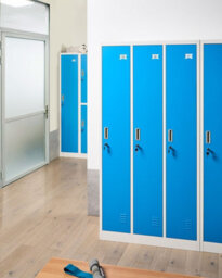 Beliani 3-Door Storage Locker Athlete Metal White/ Blue - thumbnail 2