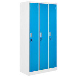 Beliani 3-Door Storage Locker Athlete Metal White/ Blue - thumbnail 1