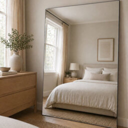 Jōbū Jobu Home - Takara, Full Length Frameless Metal Rectangle Mirror - 200Cm X 120Cm - thumbnail 1