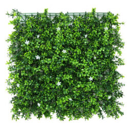 True Products Premium Artificial Green Plant Living Wall Panel 50Cm X 50Cm - White Flower