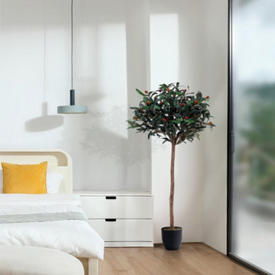 Living And Home Artificial Plant Fake Olive Tree Home Decorative In Black Plastic Pot H120 Cm - image 1