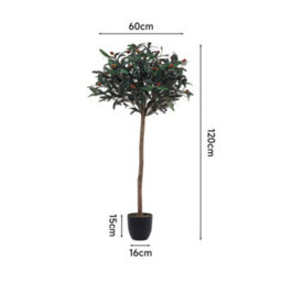 Living And Home Artificial Plant Fake Olive Tree Home Decorative In Black Plastic Pot H120 Cm - thumbnail 5