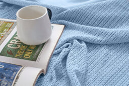 Ehc Cotton Soft Hand Woven Reversible Lightweight Light Blue Adult Cellular Blanket, Single 180 X 230Cm - thumbnail 6