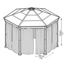 Palram - Canopia Grey Gazebo Curtain, Pack Of 6 (L)2.17M (W)2.32M For Roma & Monaco - thumbnail 3