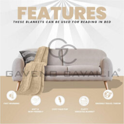 Gc Gaveno Cavailia Luxury Faux Fur Throw 150X200 Cm Biscuit Fleece Blanket For Double Bed & Sofa Bed - thumbnail 4
